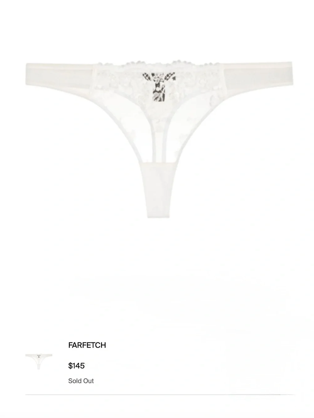 Kiki de Montparnasse Ivory White Sheer Bra Size S & Thong Size M New With Tags